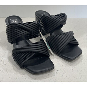 A New Day Mule High Heels Dress Embossed Striped Faux Leather Sz 8 NWT